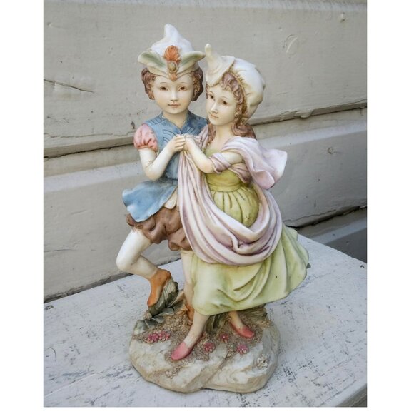 Vintage Heavy Duty Poly Resin Victorian Courting/Dancing Young Romantic Couple - Picture 1 of 10